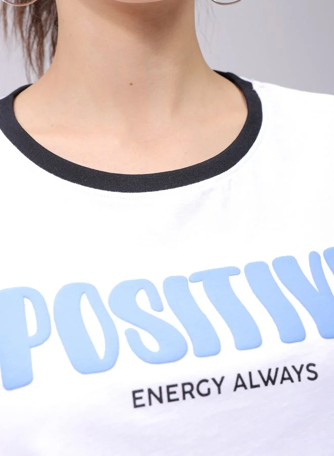 Freehand Women Relaxed Fit Typographic Crew Neck T-Shirt