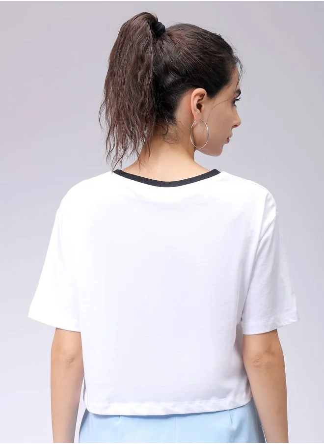 Freehand Women Relaxed Fit Typographic Crew Neck T-Shirt