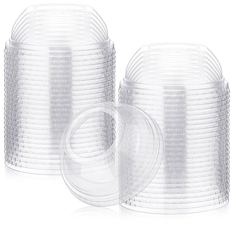 LemonRoad 50 Packs 98 mm Dome Lids Wide Hole Plastic Cold Cup Lids Disposable Clear Dome Cap for 16-24 oz Plastic Cups - Image 1