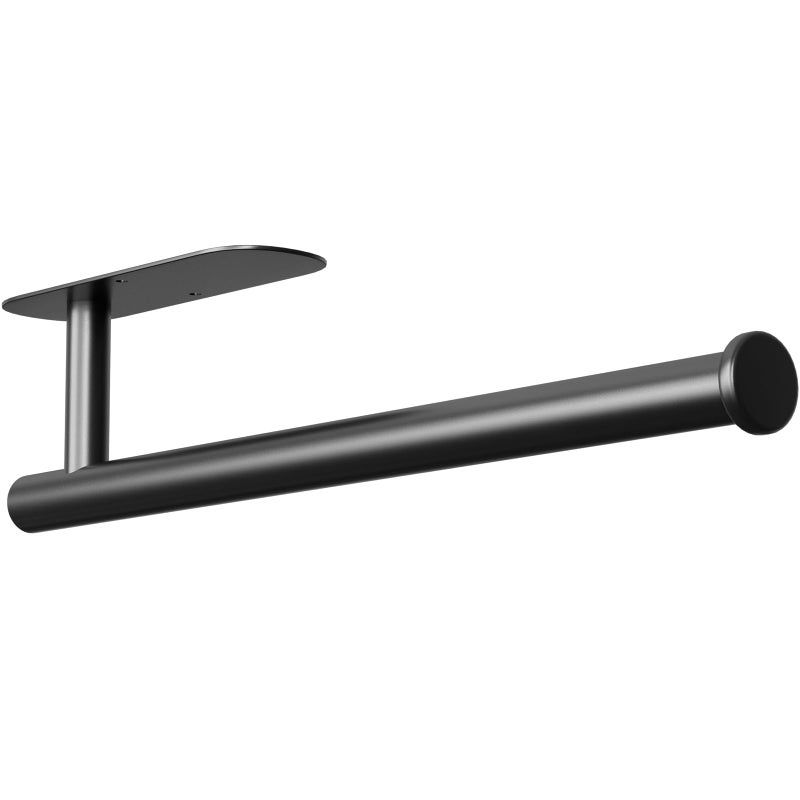 baecel Paper Towel Holder, Improved Premium Paper Towel Holder Under Cabinet, Stainless Steel Paper Towel Holders Rack for Kitchen, Bathroom, Pantry, Fridge, Adhesive or Drilling, Black - Image 1