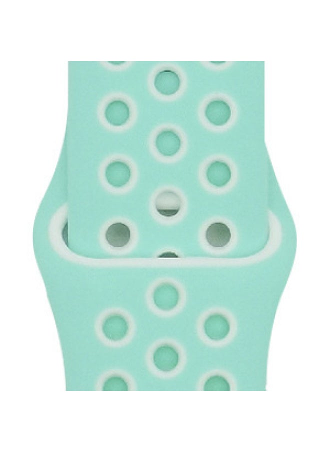 Generic - Suitable For Apple Two-color Silicone Nike Strap Nike Hole Apple Iwatch Breathable Sports Watch Strap-Color:27 Mint Green + White-Specifications:38/40/41mm-S - Image 1