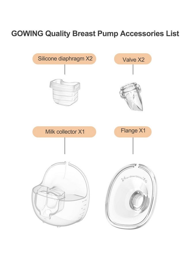 Gowing ملحقات مضخة الثدي القابلة للارتداء، قطع مضخة بديلة فلانج 24 مم، صمام بطة، غشاء سيليكون، كوب جامع الحليب متوافق مع موميد S18 S21 - Image 4