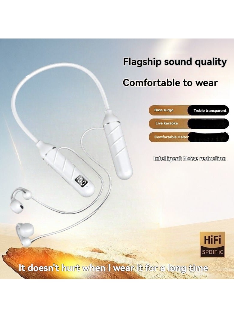 Ear Clip Wireless Bluetooth Earphones Neck Worn Sports Headset With Hands-free Function (White) - Image 2