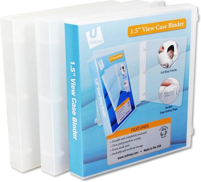 3 RING VIEW BINDER BINDER CASE IS FULLY ENCLOSED AVAILABLE IN WHITE CLEAR OR BLACK AND IN VARIOUS SPINE WIDTHS PACK OF 3 CLEAR 15 INCH