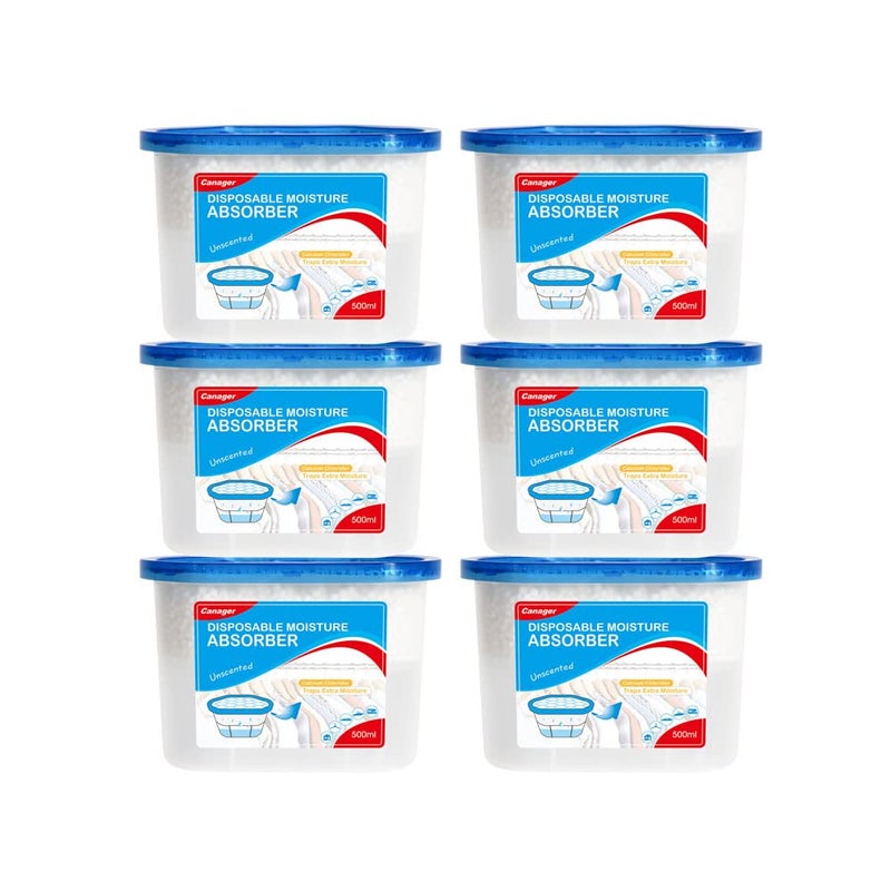 CANAGER Fragrance Free Moisture Absorber BoxOdor Eliminator and Dehumidifier Boxes for ClosetBedroomKitchenBathroom6 PacksCups  Traps Moisture for Fresher Cleaner Air