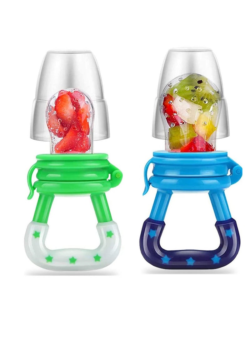 2 Pack Baby Food Feeder Set,Baby Fruit Feeder Pacifier Set,Safe BPA-Free Silicone Baby Pacifier Fresh Food Feeder,Fresh Food Feeder Set for Kids - Image 1