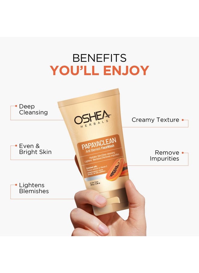 OSHEA - Herbals Papayaclean Anti Blemishes Gel Face Wash For All Skin Types | Removes Pigmentations & Brightens Skin With Papaya Extracts & Vitamin E - 100Gm - Image 1