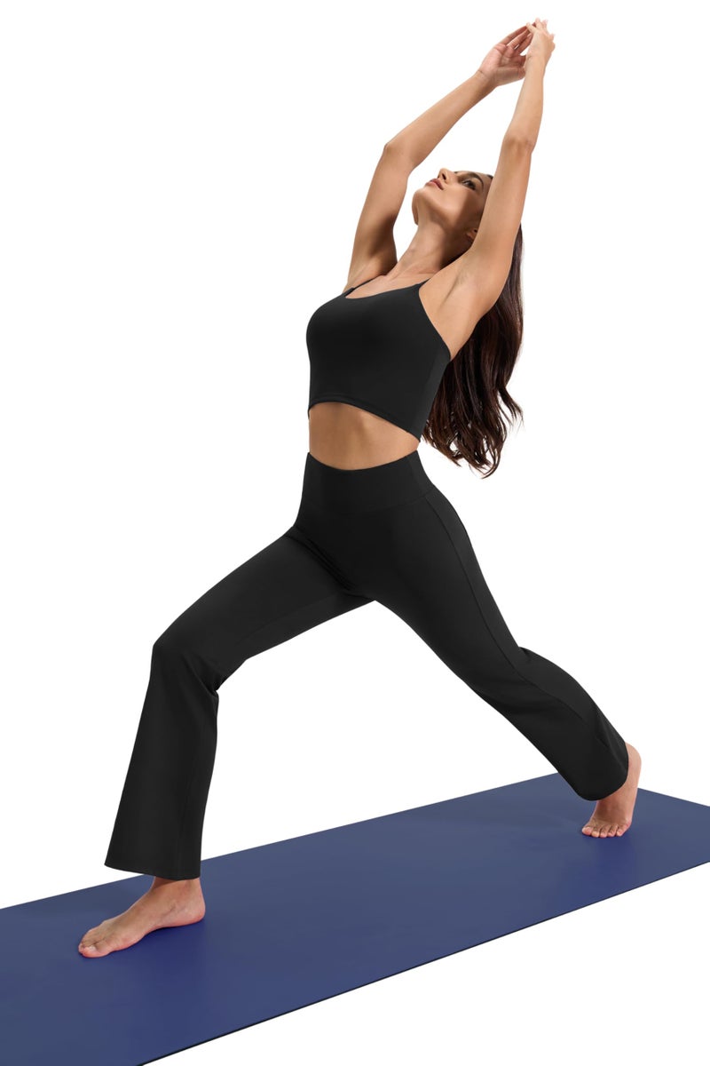 AFITNE Yoga Dress Pants for Women, High Waisted Workout Bootcut Flared Work Pants with Pockets Bootleg Business Office Casual Pants Black - XL - Image 5