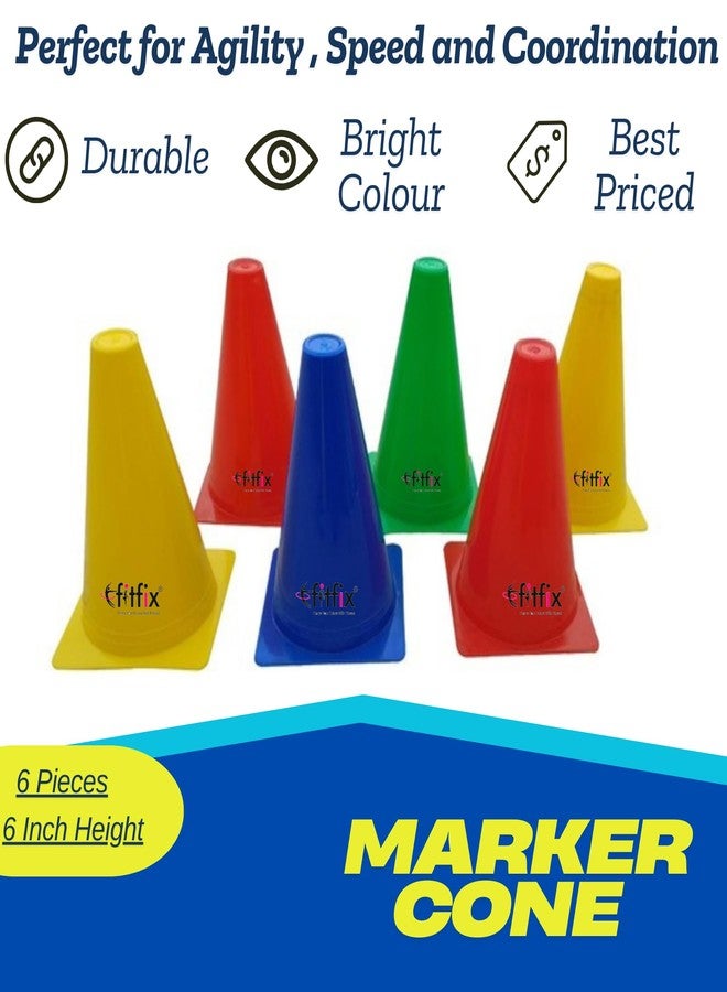 FITFIX® 6 Inch Cones Pack 6,10 Space Markers, 4 Meter Ladder & Pencil Skipping Rope Agility Combo - Image 4