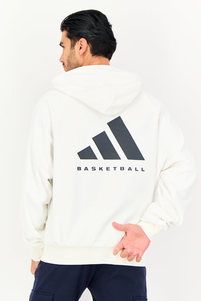 Adidas Men Sportswear Fit Long Sleeve Outdoor Hoodie, White - Image 3