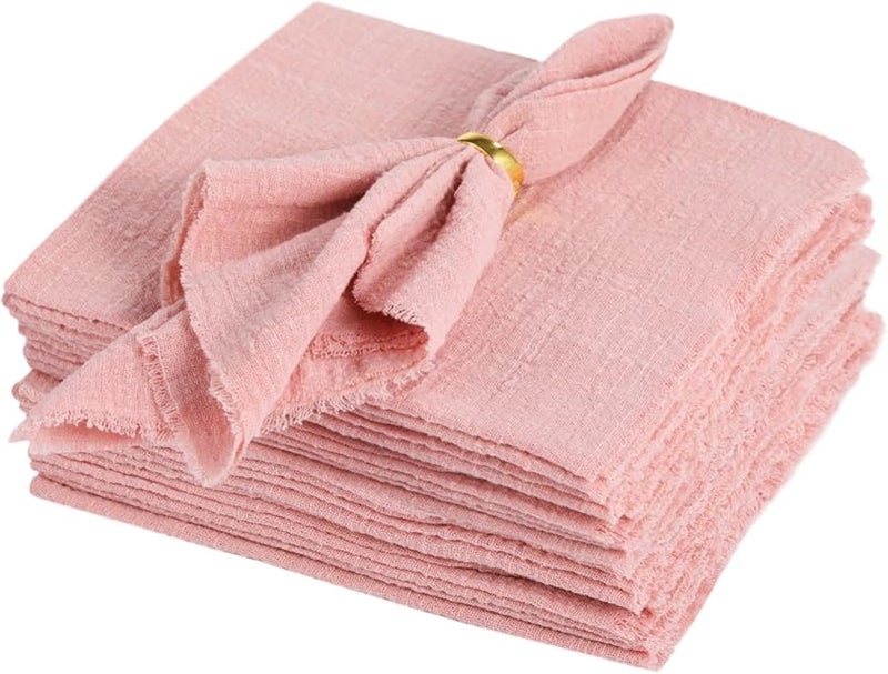 12 Pcs Cotton Linen Napkins Tassel Edge Decorative for Parties Weddings Everyday Use - Image 5