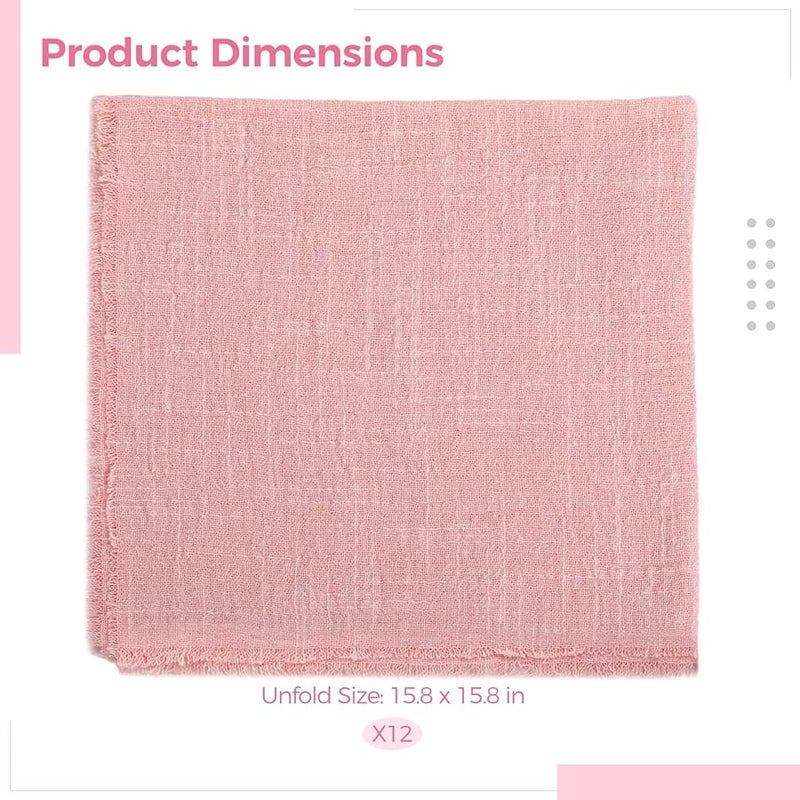 12 Pcs Cotton Linen Napkins Tassel Edge Decorative for Parties Weddings Everyday Use - Image 4