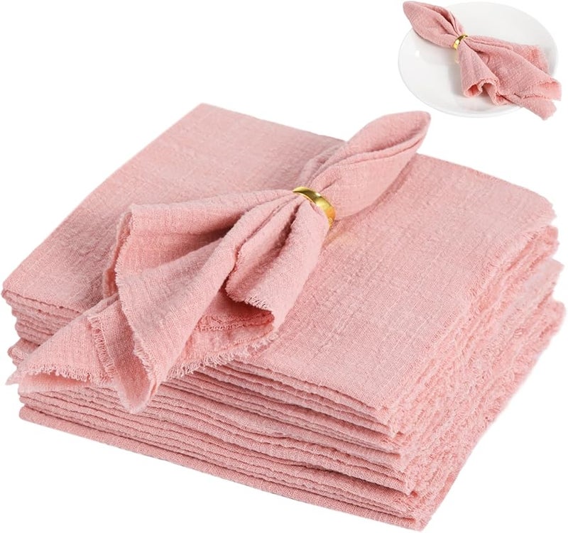 12 Pcs Cotton Linen Napkins Tassel Edge Decorative for Parties Weddings Everyday Use - Image 1