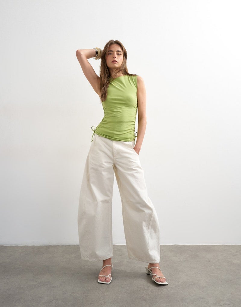 TOPSHOP Casual Short Sleeve Ruched Tank Vest - Image 4