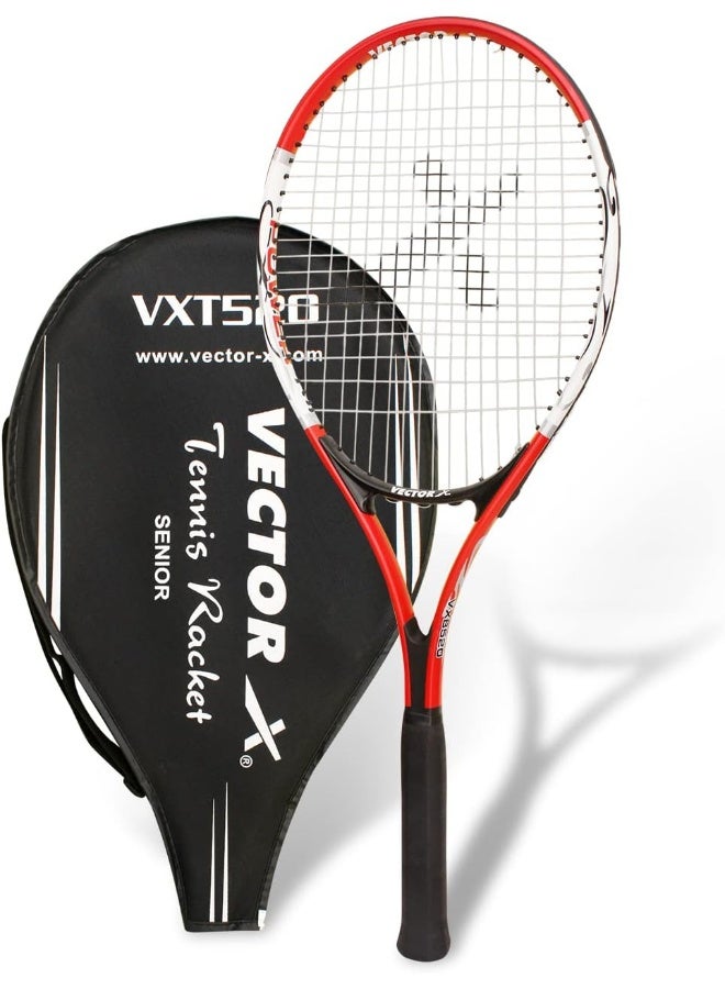 Vector X VXT-520 27" Strung Tennis Racquet with 3/4 Cover – Lightweight Adult Tennis Racket, Red - Image 1