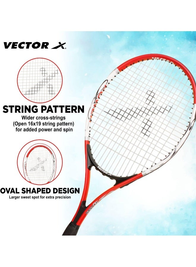 Vector X VXT-520 27" Strung Tennis Racquet with 3/4 Cover – Lightweight Adult Tennis Racket, Red - Image 2