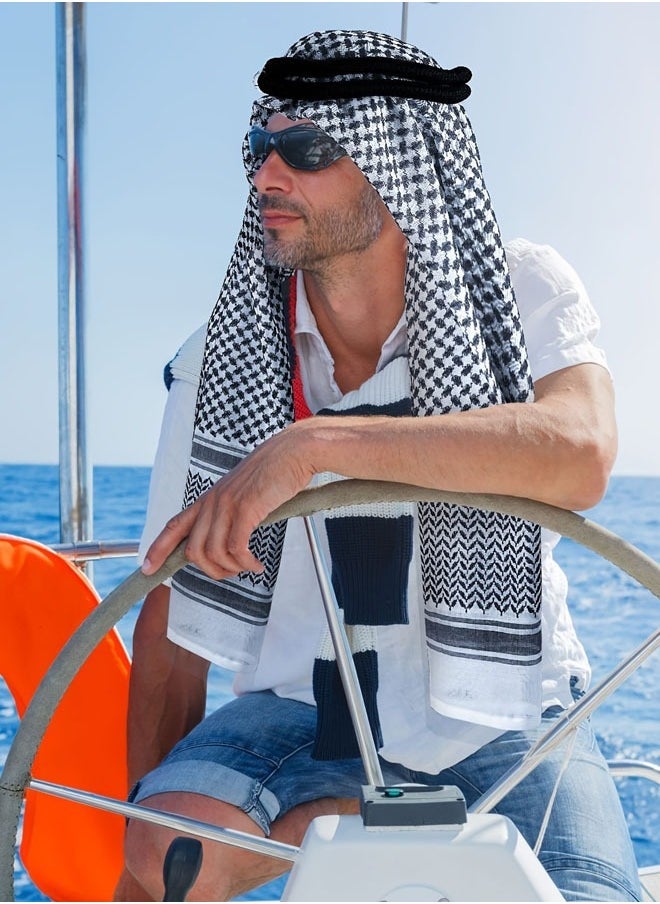 ZVEV Arab Head Scarf with Lgal Aqel Rope 2 Piece Mens Middle East Desert Shemagh Wrap Arab Costume  - Image 3