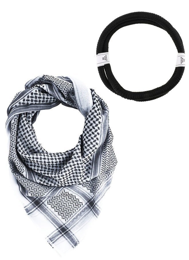 ZVEV Arab Head Scarf with Lgal Aqel Rope 2 Piece Mens Middle East Desert Shemagh Wrap Arab Costume  - Image 4