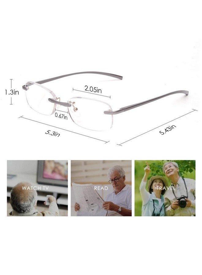 LUFF Rimless Reading Glasses Ultra Light Metal Frame Readers For Men And Women With Spring Hinge(2.0X) - Image 3