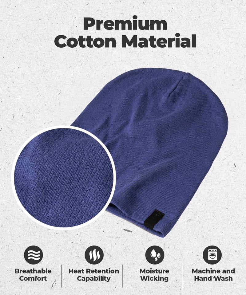 Revony Warm Slouchy Beanie Hat - Deliciously Soft Daily Beanie in Fine Knit Cobalt Blue - Image 2