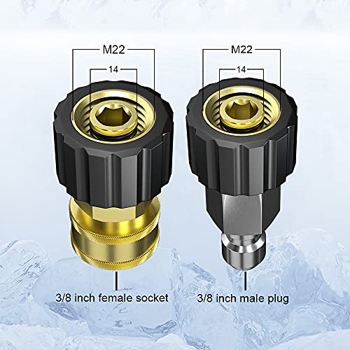 POHIR Power Washer Hose 100FT with 3/8'' Quick Connect, High Tensile Wire Braided Car Wash Water Hose with 2 Quick Connect Kits Compatible M22 14 mm, 1/4 Inch Hose for Pressure Washer, 4200 PSI - Image 3