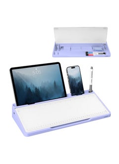 Loukin Glass Desktop Whiteboard, 15.3" X 5.6" Desktop Dry Erase Board With Dotted And Graduated Surface, Desktop Buddy, Great For Design And Drawing, 3 Markers And 1 Dry Erase Eraser Included (Purple)  - Image 1