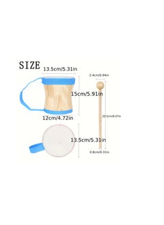 Megarya MegArya JP71Orff Percussion Wooden Tote Drums Indian Drums Sheepskin Drum Tops Logs Color : Blue  - Image 4