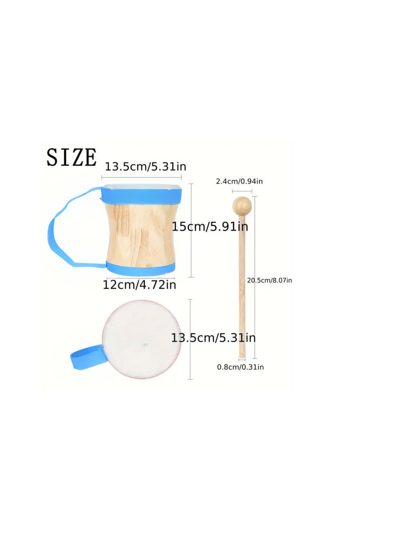 Megarya MegArya JP71Orff Percussion Wooden Tote Drums Indian Drums Sheepskin Drum Tops Logs Color : Blue  - Image 4