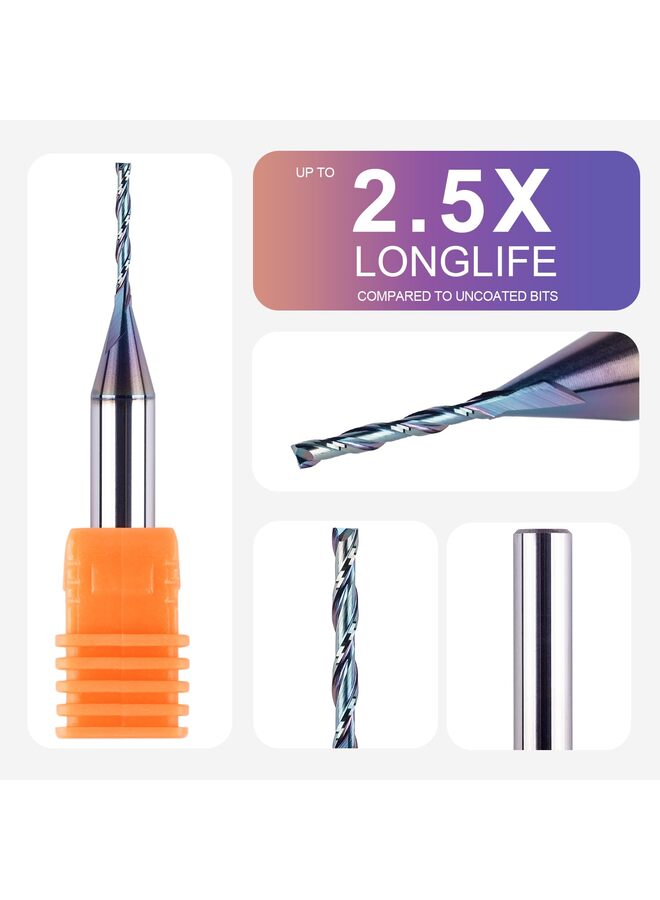 1/16 Shank Up Cut Spiral Router Bit 1/4 inch Cutting Diameter 1 inch Cutting Length CNC Router Bits for Woodworking with Extra Long Life Coating - Image 2