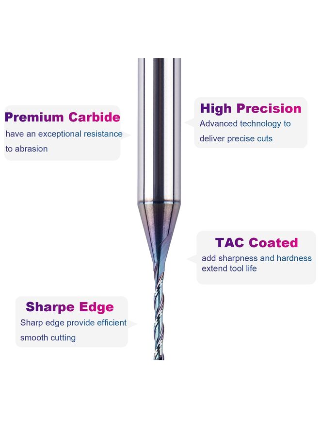 1/16 Shank Up Cut Spiral Router Bit 1/4 inch Cutting Diameter 1 inch Cutting Length CNC Router Bits for Woodworking with Extra Long Life Coating - Image 3