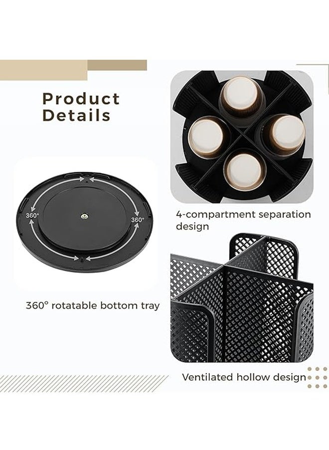 Generic Cup and Lid Organizer 360°Rotating Cup Dispenser with 4 Compartments Multifunctional Cup Storage Rack Durable Paper Cup Holder for Home Office Bar Coffee Shop  - Image 3
