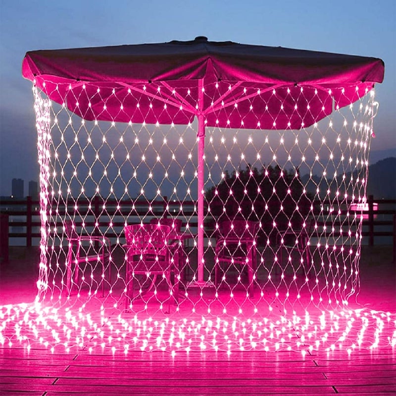 MIRADH Bright Led Net Mesh String Lights 3 Meters- Diwali Lights For Home Decoration 9.8Ft X 6.6Ft 160 Leds Still Modes Fairy Lights For Bedroom Diwali Light Decorative Lights(Pink-3X2) - Image 1