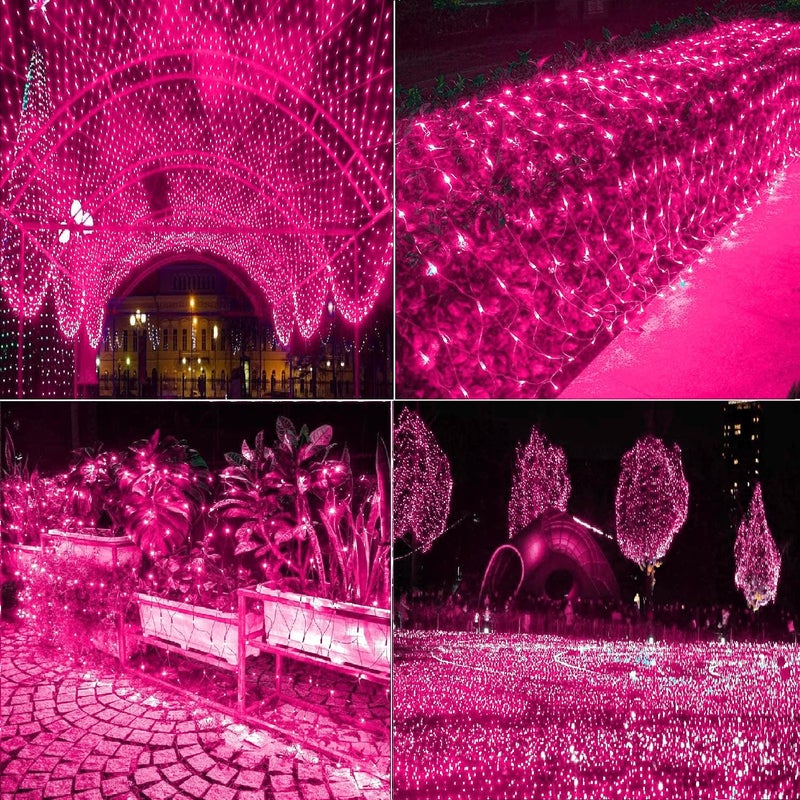 MIRADH Bright Led Net Mesh String Lights 3 Meters- Diwali Lights For Home Decoration 9.8Ft X 6.6Ft 160 Leds Still Modes Fairy Lights For Bedroom Diwali Light Decorative Lights(Pink-3X2) - Image 4