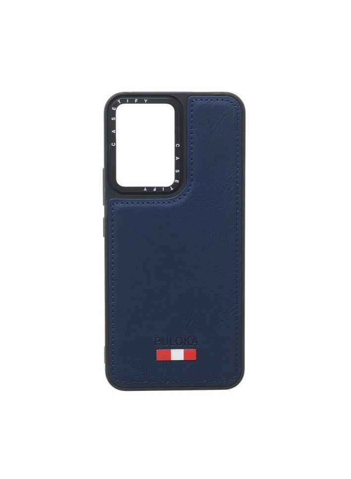 Leather Silicone And Plastic Back Phone Protection Cover For vivo Y02 - Navy - Image 1