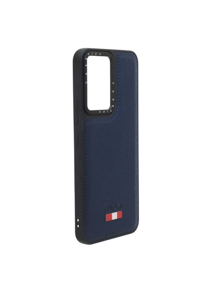 Leather Silicone And Plastic Back Phone Protection Cover For vivo Y02 - Navy - Image 2