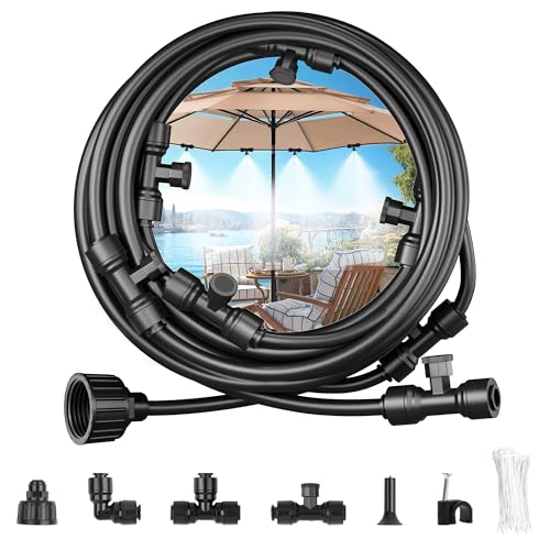 Aothotop 100FT Misters for Outside Patio Misters for Cooling 36 Mist Nozzles Outdoor Water Patio Hose Greenhouse Mister System Outside Mist Backyard Trampoline for Waterpark Watering Misters for Cooling - Image 1