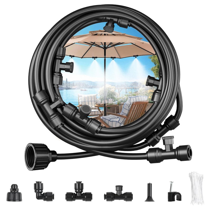 Aothotop 100FT Misters for Outside Patio Misters for Cooling 36 Mist Nozzles Outdoor Water Patio Hose Greenhouse Mister System Outside Mist Backyard Trampoline for Waterpark Watering Misters for Cooling - Image 2