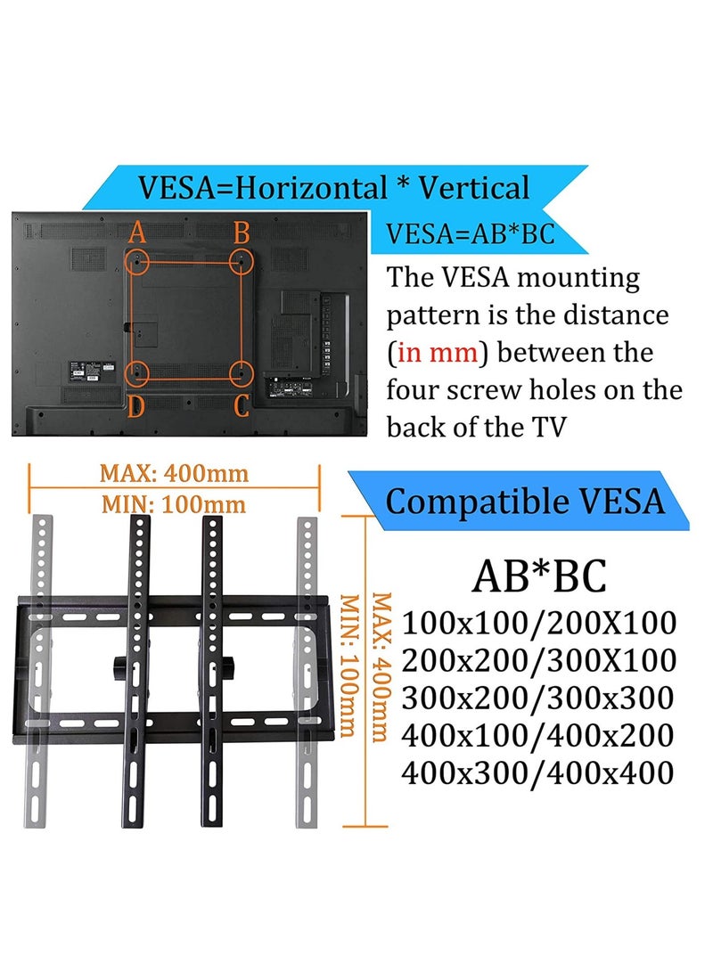 TV Wall Mount Fit for Most 26-55 Inch LED LCD Flat Screen TV up to VESA 400x400mm and 99lbs Loading Capacity with Tilting and Leveling Adjustment (Fit for 26-55 Inch Flat Screen TV) - Image 2