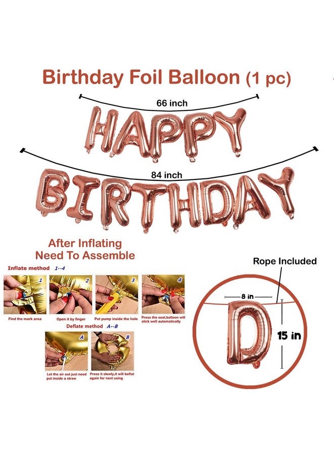 Party Propz Party Propz Rose Gold Birthday Decorations Items 40Pcs Combo Set For Girls With Rose Gold Foil Balloon, Metallic Confetti Balloons, Foil Curtain Cheers Foil Decorations Items Celebration/Balloon Item Kit Combo/ Girls Birthday Decoration Items  - Image 3