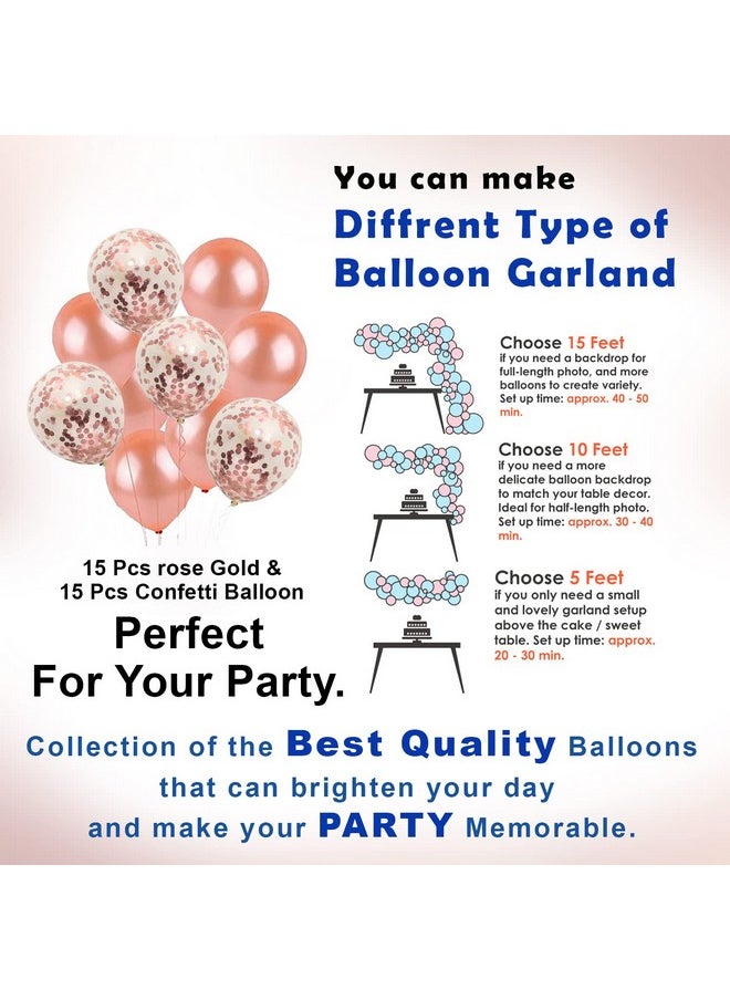 Party Propz Party Propz Rose Gold Birthday Decorations Items 40Pcs Combo Set For Girls With Rose Gold Foil Balloon, Metallic Confetti Balloons, Foil Curtain Cheers Foil Decorations Items Celebration/Balloon Item Kit Combo/ Girls Birthday Decoration Items  - Image 5