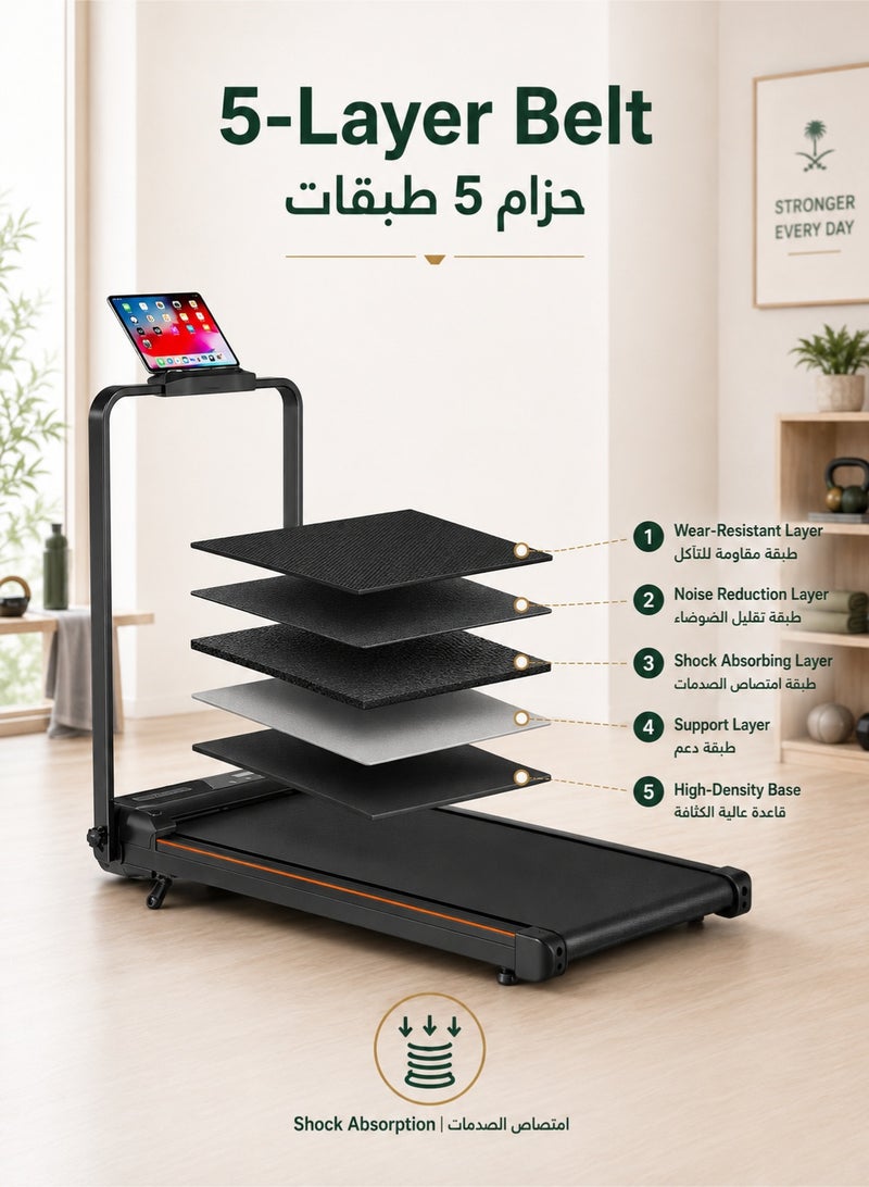 Denzoz Walking Pad Treadmill for Home 3 in 1 Folding Under Desk Treadmill 2.5HP with Remote Control Portable Walking Running Pad Installation Free Running Exercise Machine for Home and Office Fitness - Image 4