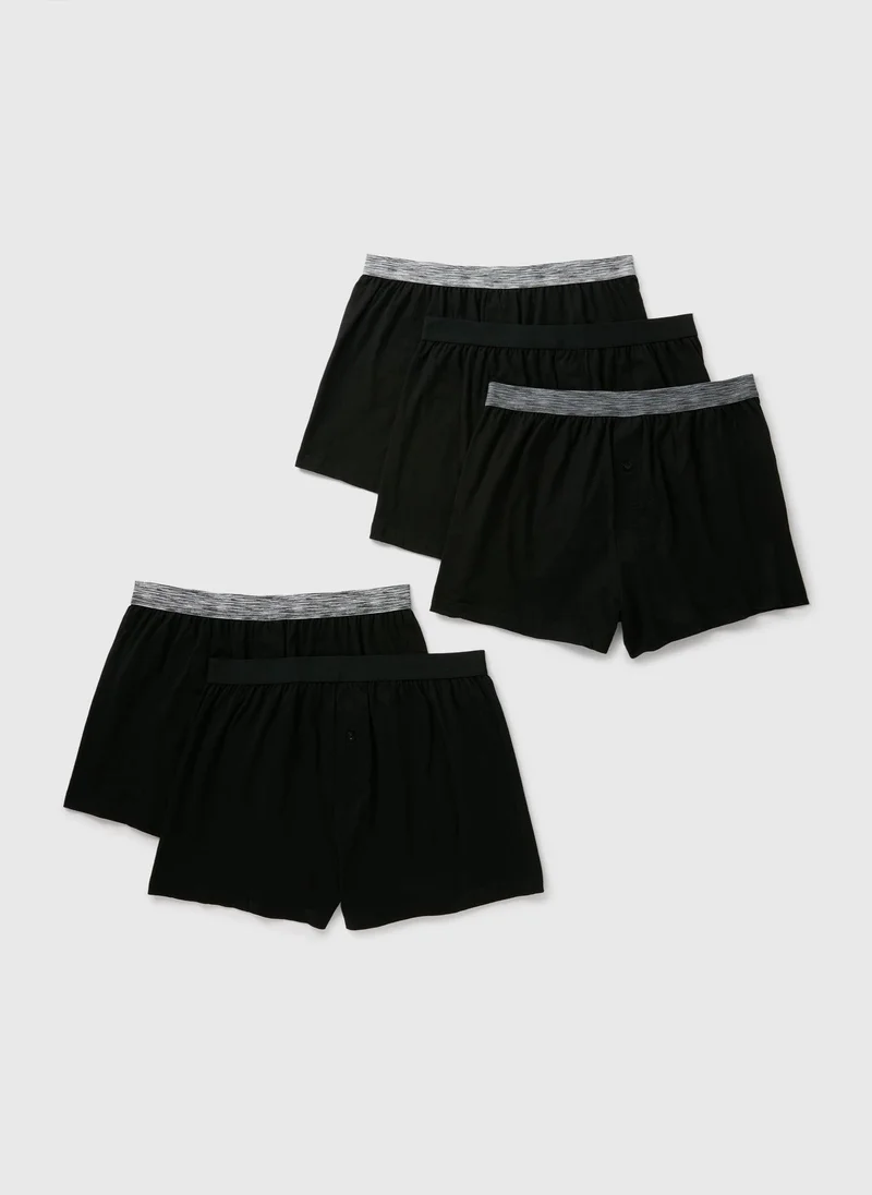 Matalan 5 Pack Black Loose Fit Boxers