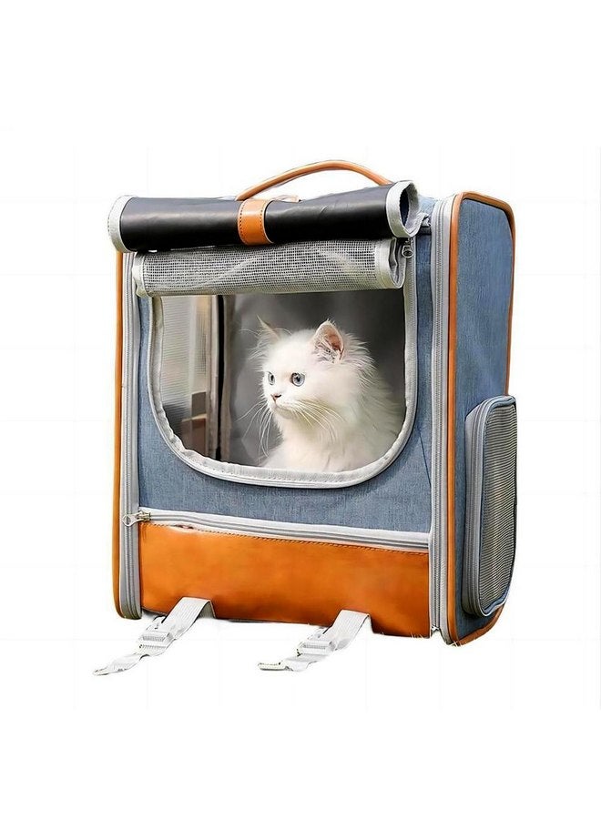 حقيبة ظهر لحمل القطط والكلاب والحيوانات الصغيرة، حقيبة شفافة قابلة للطي وجيدة التهوية للحيوانات الأليفة للسفر والمشي لمسافات طويلة والتخييم في الهواء الطلق والمدرسة والمستشفى - Image 1