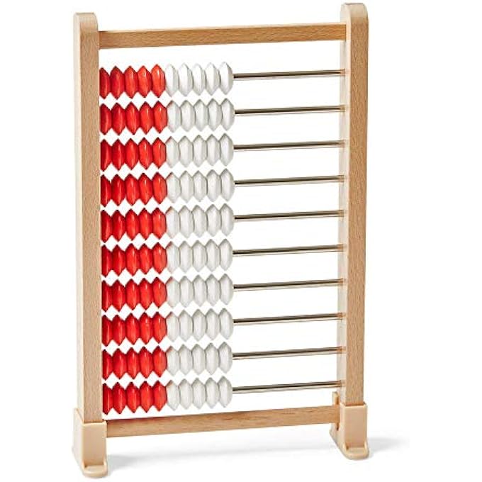 MINI 100 BEAD WOODEN REKENREK, ABACUS FOR KIDS MATH, MATH MANIPULATIVES KINDERGARTEN, COUNTING RACK FOR KIDS, COUNTERS FOR KIDS MATH, EDUCATIONAL TOYS FOR ELEMENTARY KIDS (SET OF 1) - Image 1