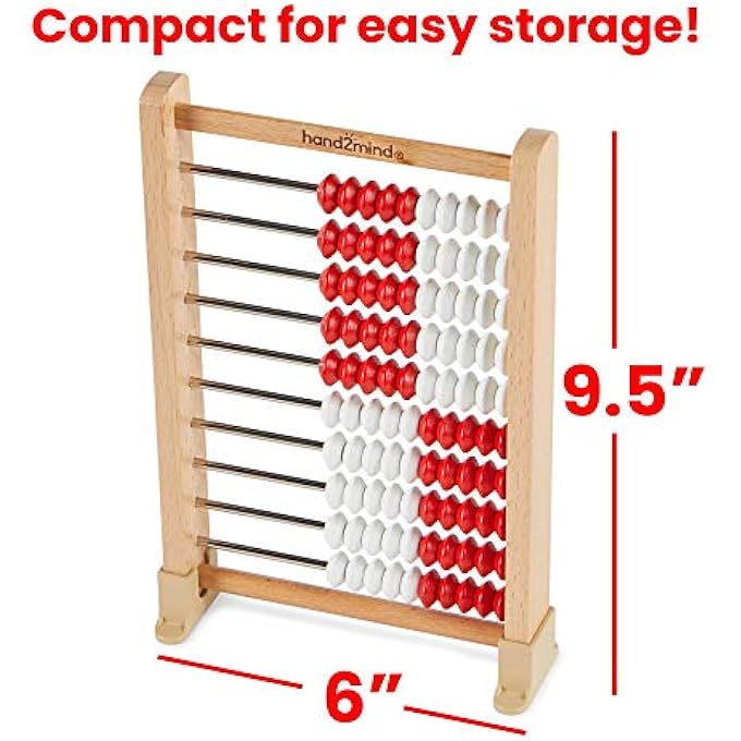 MINI 100 BEAD WOODEN REKENREK, ABACUS FOR KIDS MATH, MATH MANIPULATIVES KINDERGARTEN, COUNTING RACK FOR KIDS, COUNTERS FOR KIDS MATH, EDUCATIONAL TOYS FOR ELEMENTARY KIDS (SET OF 1) - Image 2