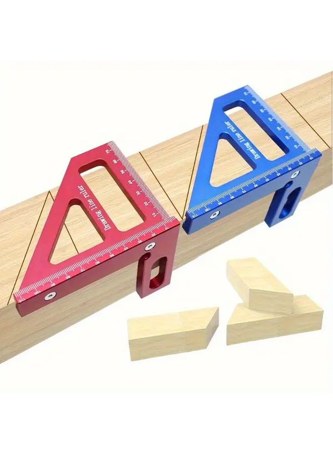 Red Aluminum Alloy Woodworking Square Protractor 45 90 Degree Angle Ruler Precision Marking Tool Rust Resistant - Image 5