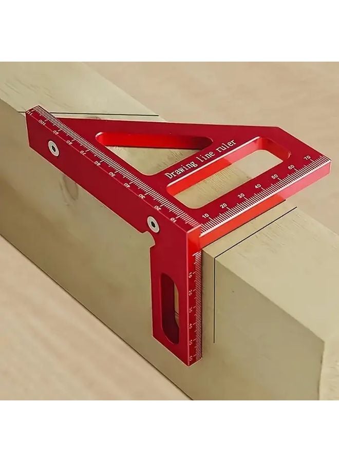 Red Aluminum Alloy Woodworking Square Protractor 45 90 Degree Angle Ruler Precision Marking Tool Rust Resistant - Image 2