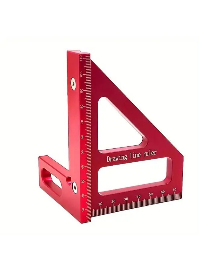 Red Aluminum Alloy Woodworking Square Protractor 45 90 Degree Angle Ruler Precision Marking Tool Rust Resistant - Image 1