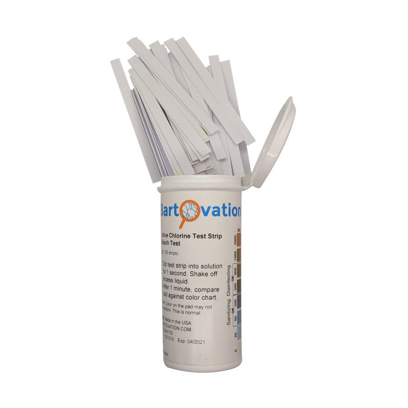 Bartovation Active Chlorine Bleach Test Strips, 0-2000 ppm [Vial of 100 Plastic Strips] Designed for Daycares and Senior Homes for Sanitizing and Disinfecting - Image 4