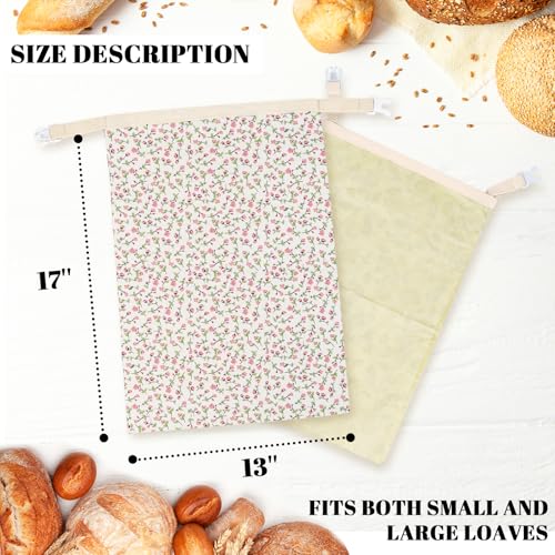EHZYP 1 PCS Beeswax Bread Bags - 17x13 Inch Reusable Bread Storage Bags,Bees Wax Lined Bread Bags for Home Cooks fresh bread storage Easy Clean (Pink Floral) - Image 3